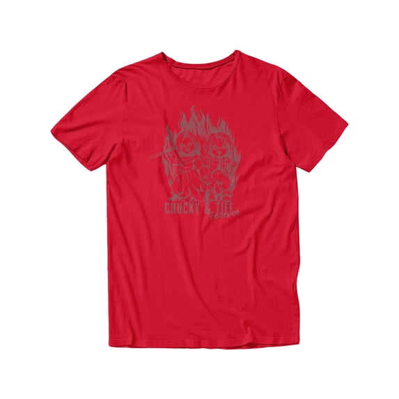 Chucky and Tiff Child's Play Sketch Art Juniors Graphic Short Sleeve T-Shirt (Red, S-XXL)