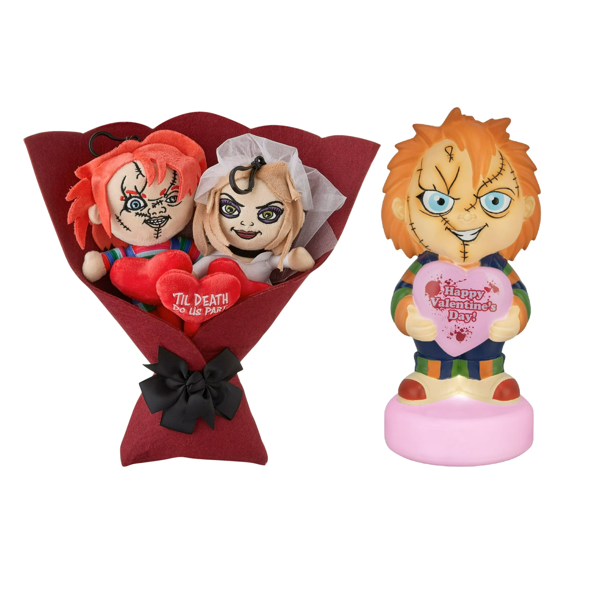 Chucky and Tiffany Ultimate Valentines Bundle With Plush Bouquet