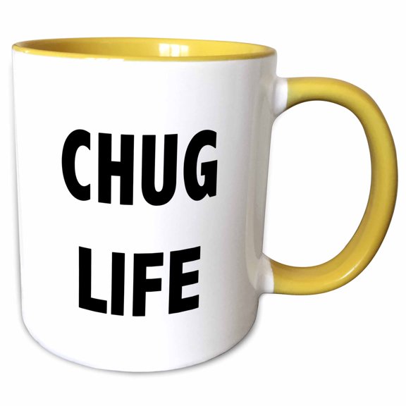 3drose, Chug Life, 11oz Two-tone Yellow Mug