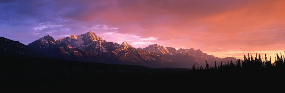 Chugach Mountains At Sunset Near Matanuska Glacier Sc Ak Canvas Art - Calvin Hall Design Pics (27 x 8)
