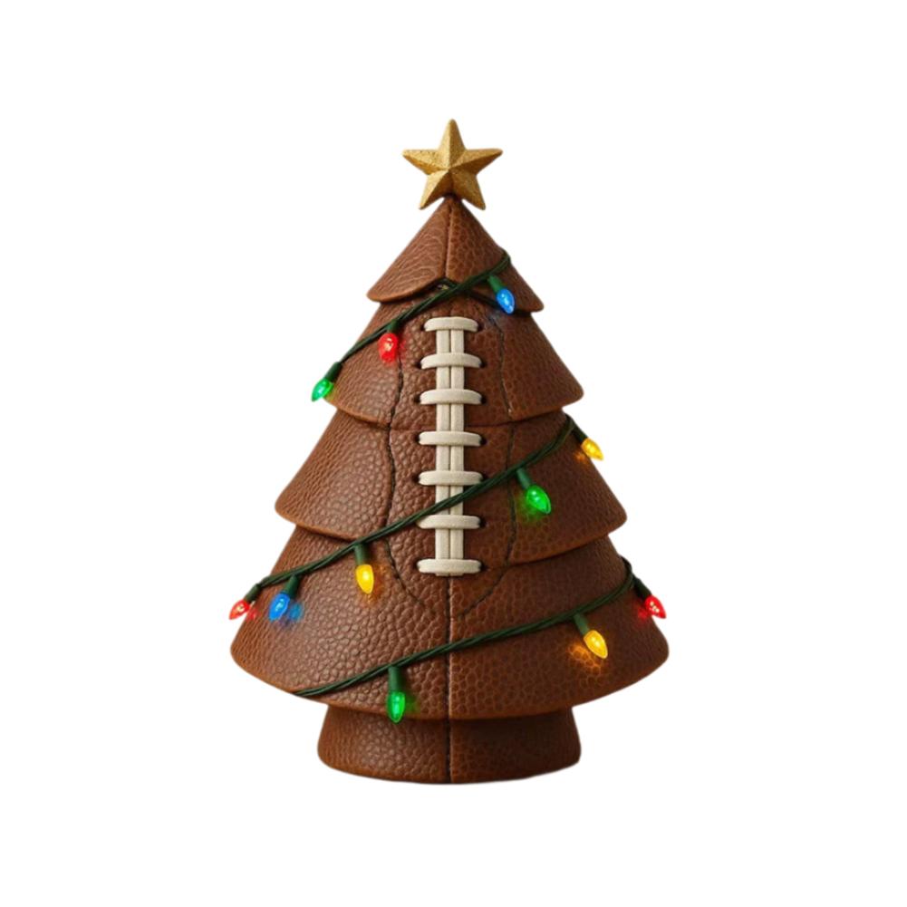 Fall Football Tree Chuip Mini Football Christmas Tree with LED Lights - Lighted Ornament ...