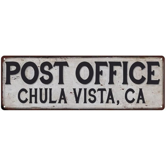 Chula Vista, Ca Post Office Metal Sign Vintage 8x24 108240011065