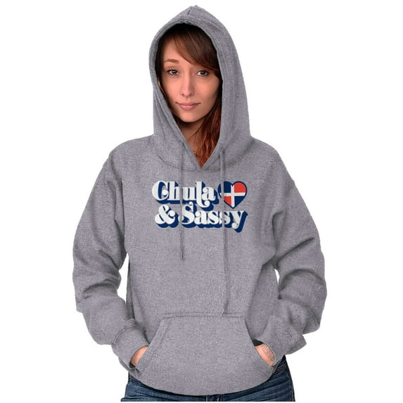 Chula and Sassy Cute Proud Dominicana Hoodie Sweatshirt Women Brisco Brands S
