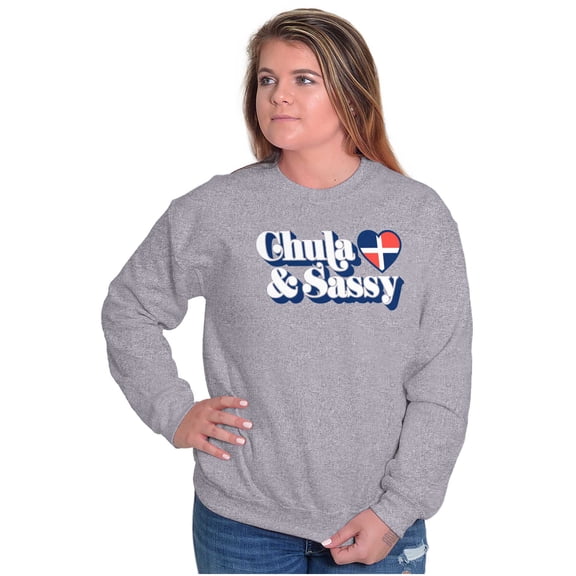 Chula and Sassy Cute Proud Dominicana Women Plus Size Crewneck Sweatshirt Brisco Brands 3X