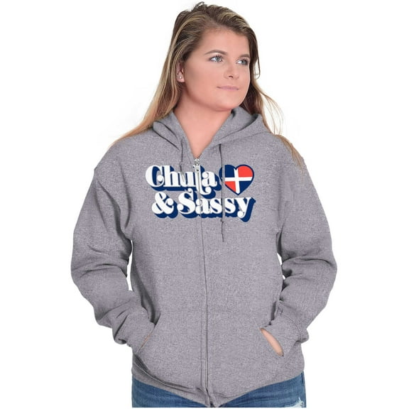 Chula and Sassy Cute Proud Dominicana Womens Plus Size Graphic Zipper Hoodie Brisco Brands 5X