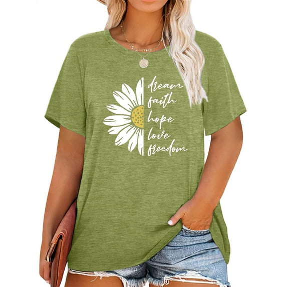 Chulianyouhuo Faith Women Plus Shirt Graphic Christian Casual Vintage Tshirt Short Sleeve Summer Oversized Tee Tops