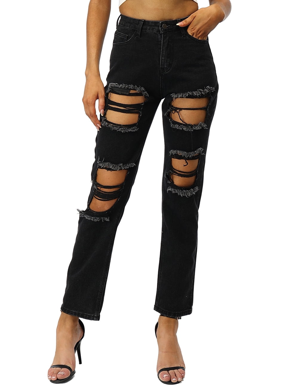 Chulianyouhuo Women Loose Ripped Boyfriends Jeans High Waist Baggy