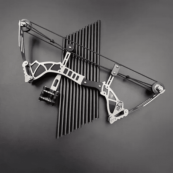 Chumajor Mini Compound Bow and Arrow Set with 12 Arrows and Target Paper, 9.5'' Small Stainless Steel Archery Bow Practice Set for Adults Children Hunting Shooting Recreational Pastimes and Gifts