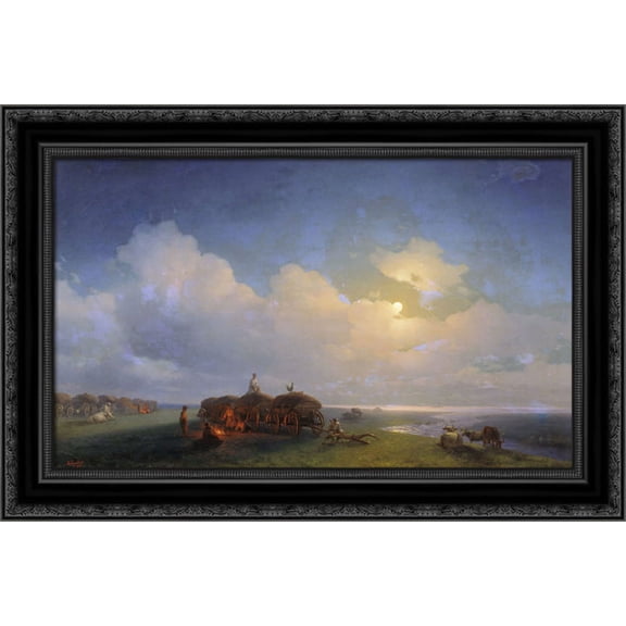 Chumaks leisure 24x19 Black Ornate Wood Framed Canvas Art by Aivazovsky, Ivan