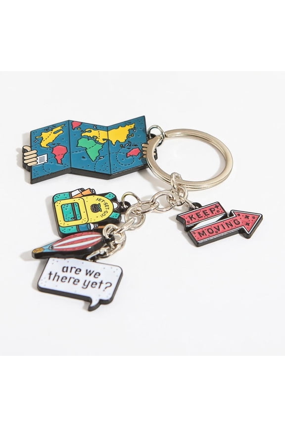 Travel Metal Keychain with 5 Unique Charms
