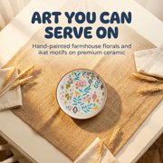 Chumbak Farmhouse Ceramic Platter, Hand-Painted Multicolor, 12-inch
