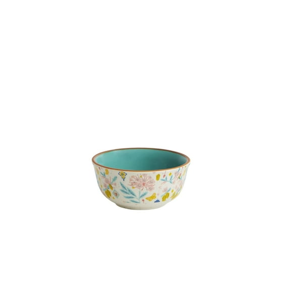 Chumbak Farmhouse Pink Floral Ceramic Bowl | 200ml Handmade Dinnerware Side Dish / Curry Server | Premium Tableware