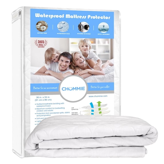 Chummie Deluxe Extra Absorbent Waterproof Mattress Sheet Protector 34” x 36”, 6 Cup Urine Absorption, Machine Washable and Dryer Friendly. (PACK OF 2)