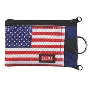 Chums Surfshorts Keychain Wallet American Flag - Slim RFID Blocking Nylon Travel Wallet w/ ID Window