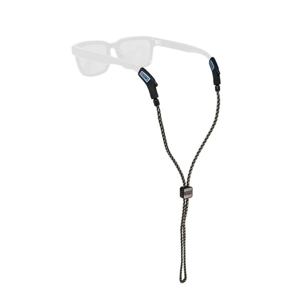 Chums Ripcord Adjustable Braided Nylon Rope Eyewear Retainer for Adults, Black/Grey
