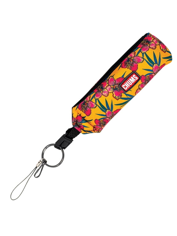 SportFloat Floating Wrist Strap – Waterproof Flotation Strap Keychain – High-Visibility Floating Key Chain for Boating, Fishing & Water Sports (Neon Hibiscus)
