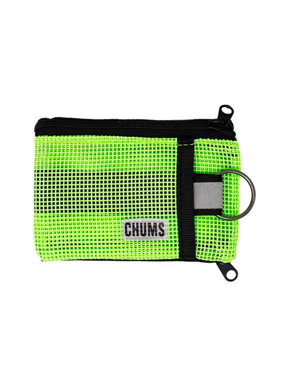 Chums Surfshorts Flow Wallet - Ultra Thin Slim Card RFID Wallet For Men with Keyring Attachment & Quick Drying Mesh (EV Green)