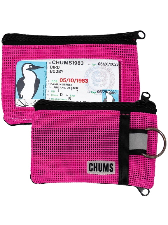 Surfshorts Flow Wallet - Ultra Thin Slim Card RFID Wallet For Men with Keyring Attachment & Quick Drying Mesh (EV Pink)