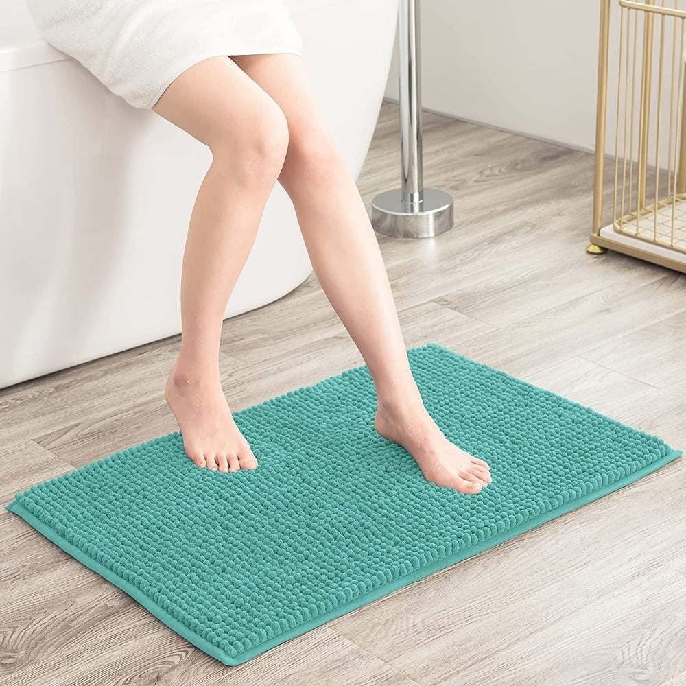 Chun Yi Non-slip Bathroom Rugs Chenille Soft Absorbent Plush Bath Mat (Light Green,20"*32")