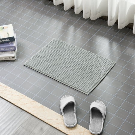 Chun Yi Non-slip Bathroom Rugs Chenille Soft Absorbent Plush Bath Mat (Light Grey,20"*32")