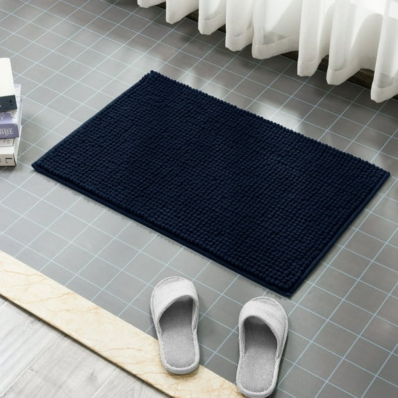 Chun Yi Non-slip Bathroom Rugs Chenille Soft Absorbent Plush Bath Mat (Navy,16"*24")