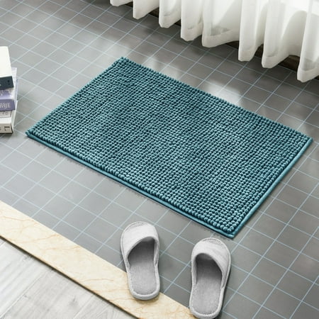 Chun Yi Non-slip Bathroom Rugs Chenille Soft Absorbent Plush Bath Mat (Stone Blue,20"*32")