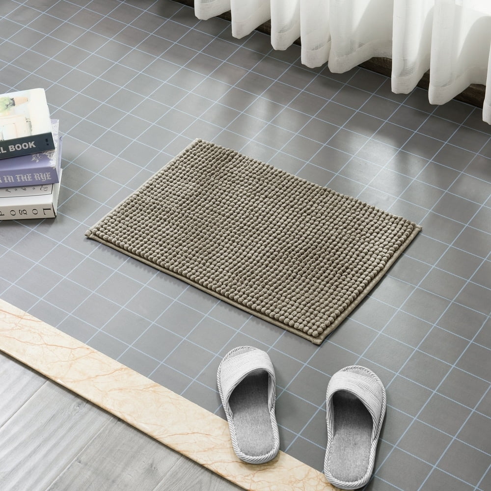 Chun Yi Non-slip Bathroom Rugs Chenille Soft Absorbent Plush Bath Mat (Taupe Brown,24"*60")