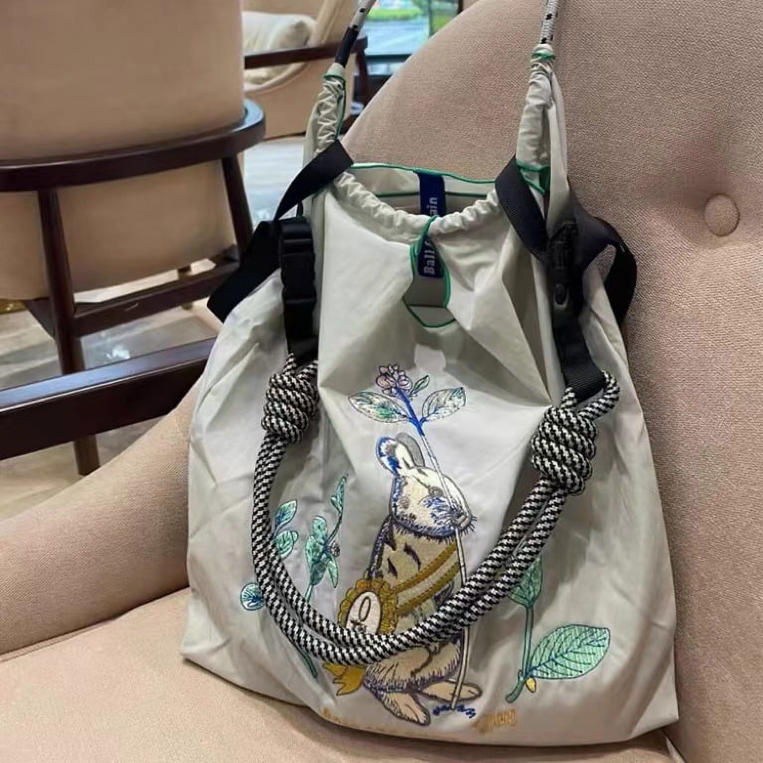 ChunLiang Japanese Style Ball Chain Shoulder Bag Fabric Sophisticated Embroidery Shopping Bag EcoFriendly Tote Handbag Large Capacity Walmart
