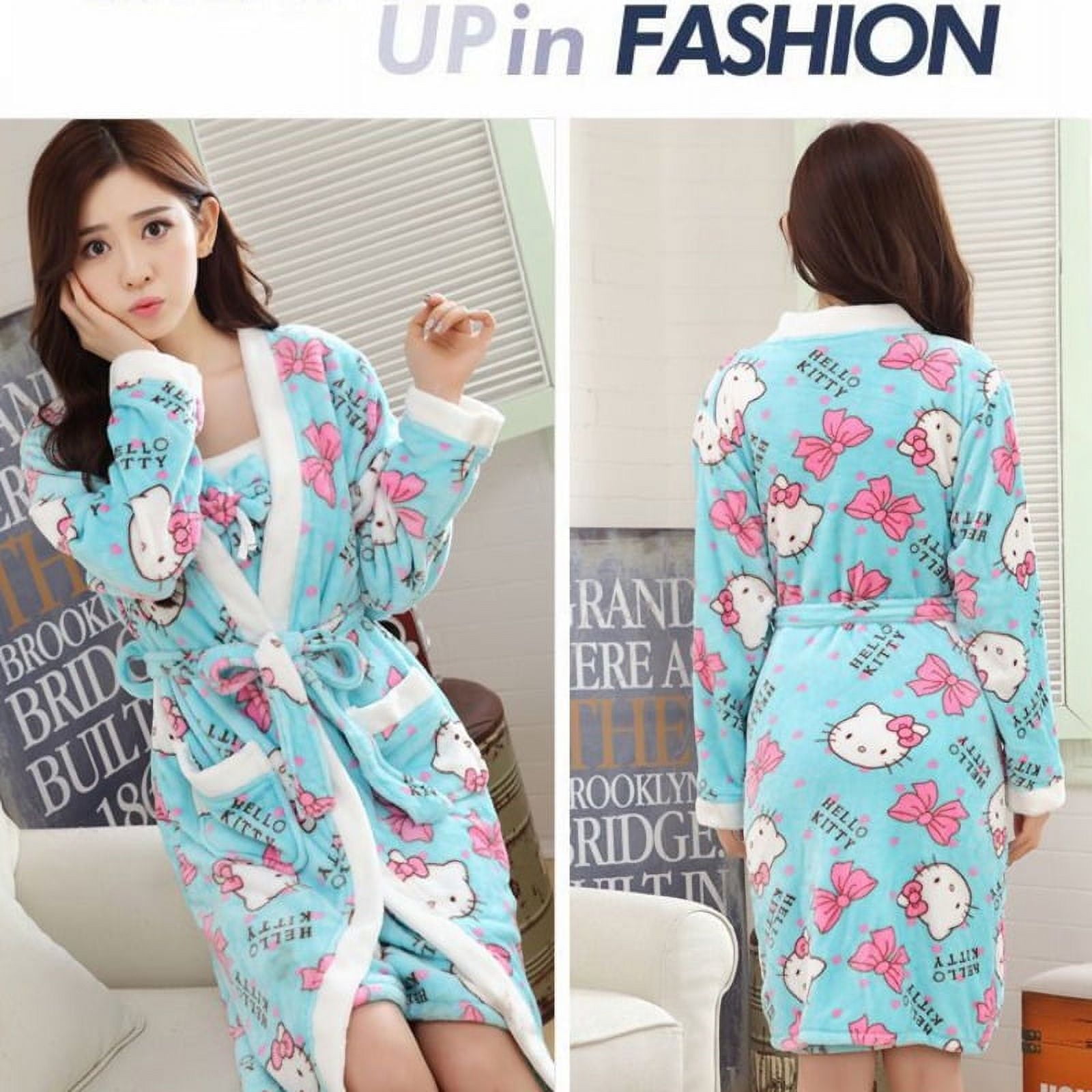 ChunLiang Sanrio Hello Kitty Cute Plush Fluffy Sleeping Robe and Skirts ...