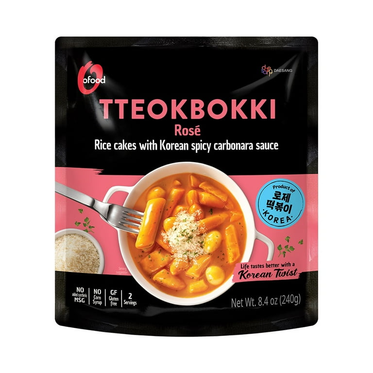 O'Food Rose Spicy Carbonara Tteokbokki, Korean Rice Cakes, Ready