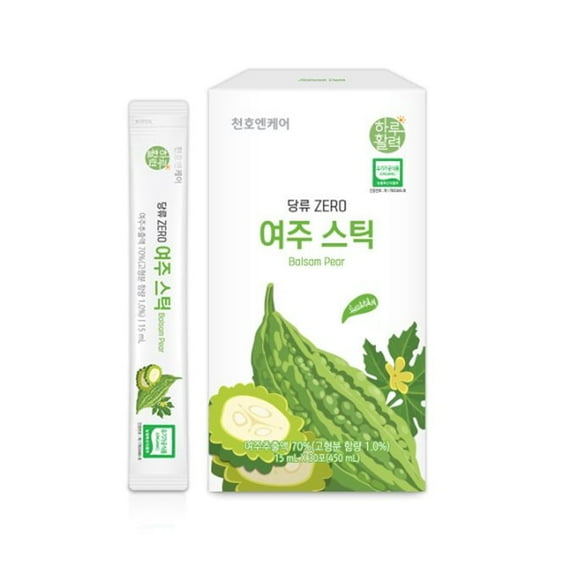 Chunho Ncare Korean Bitter Melon Juice, Zero Sugar, Korean-Grown Bitter Melon, Celery, Lettuce & Spinach, Easy-Cut Liquid Stick Pouch, HACCP Certified (15ml 30sticks)