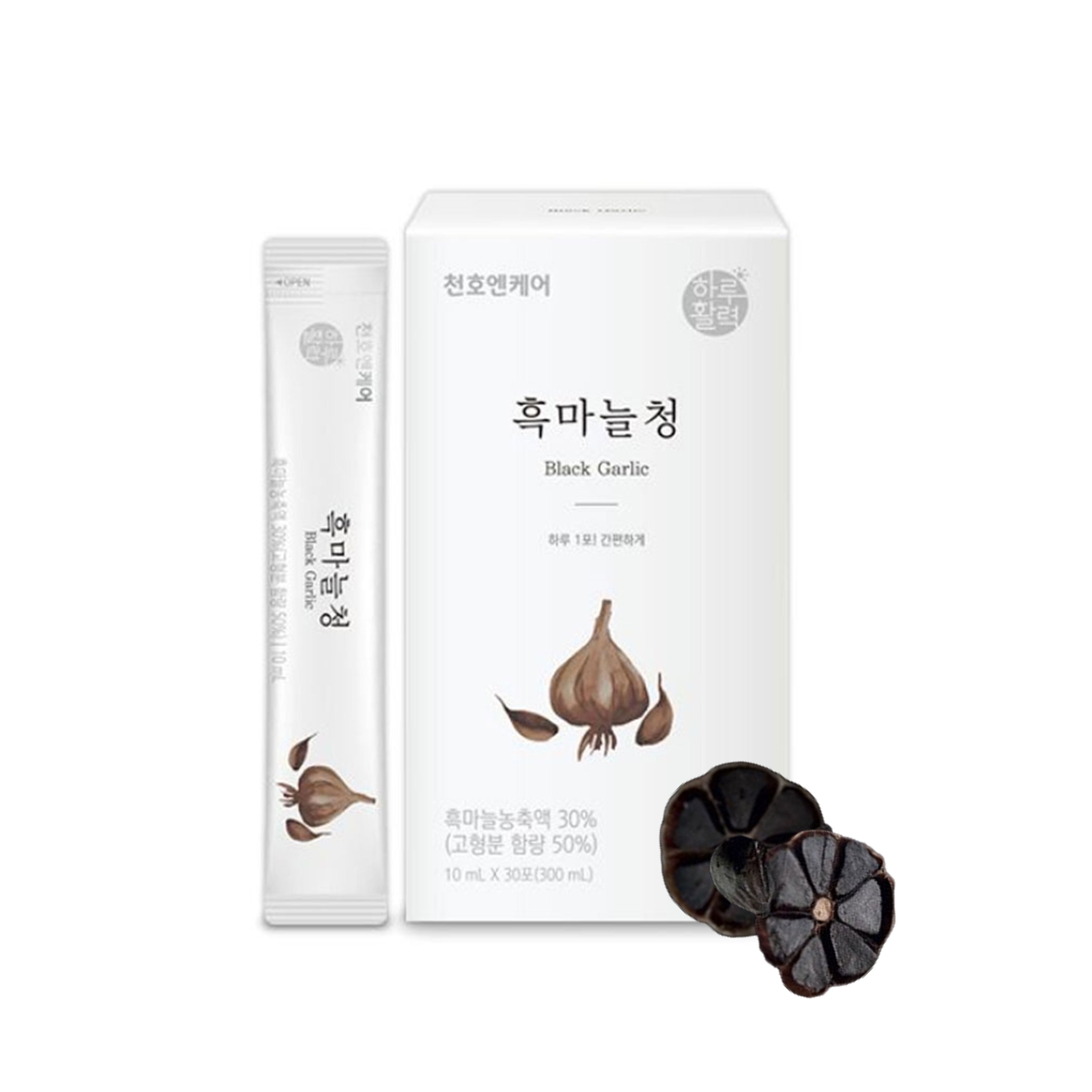 ChunhoNcare Korean Black Garlic Juice, Aged Garlic Extract with 9 Traditional Herbs & Honey, No Additives, Easy-Cut Stick Pouch, HACCP Certified (10ml × 30sticks)