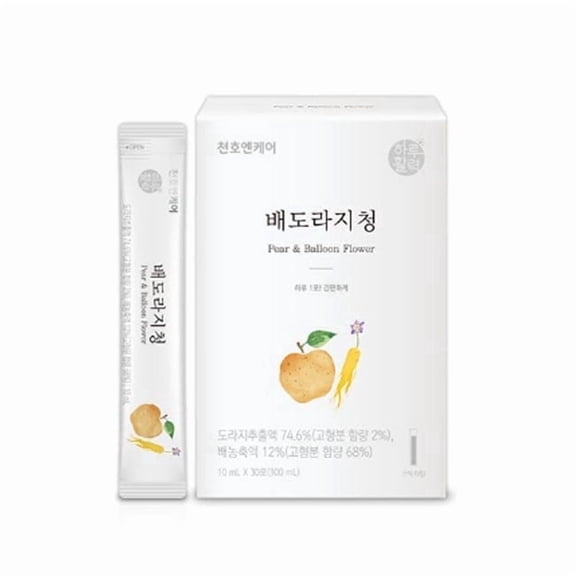 ChunhoNcare Korean Pear and Bellflower Root Juice, 100% Korean Bellflower, with Honey, Quince & Jujube, Traditional Korean Drink, Easy-Cut Stick Pouch, HACCP Certified (10ml 30sticks)