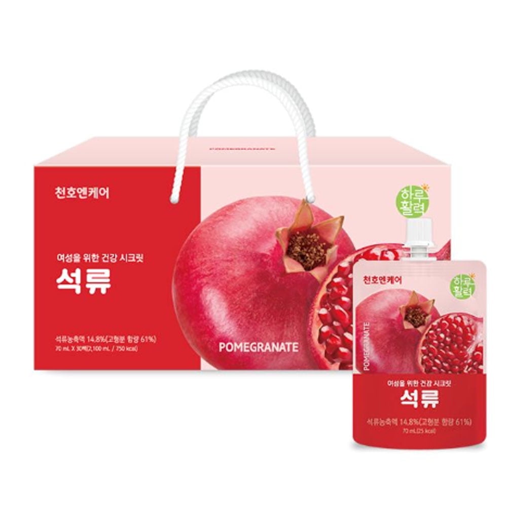 Chunho Ncare Korean Pomegranate Juice, Made with Turkish Pomegranate, No Additives, Resealable Pouch, HACCP Certified (70mlx30pouches)