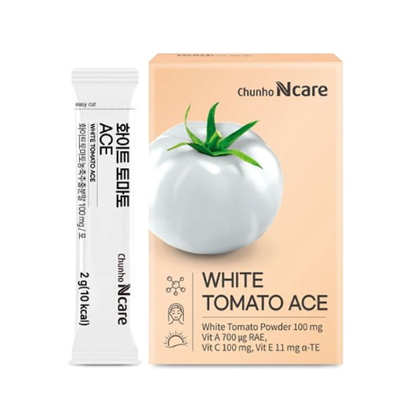 Chunho Ncare White Tomato ACE Stick, Vitamins A C E & Zinc, Collagen, Hyaluronic Acid & Elastin, 10g, 30 Count