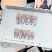 Chunhua Xixi Pure Handmade Wear Nail Luxury Cats Eye Temperament Fairy Pearl Flash Diamond Premium Sense Nail Art Removable