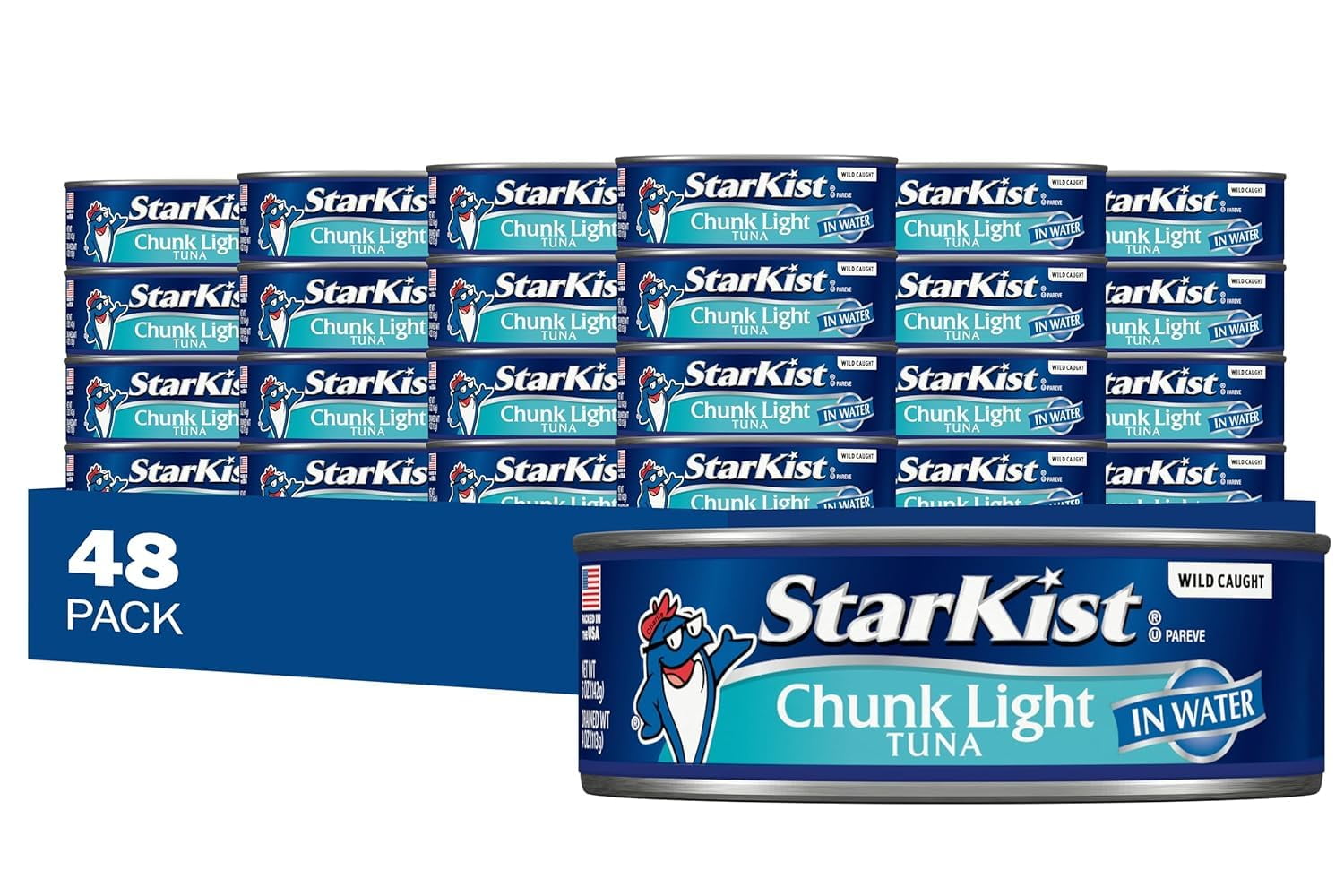 Chunk Light Tuna in Water, 5 oz (48 Pack) Canned Tuna Fish, Wild Caught ...