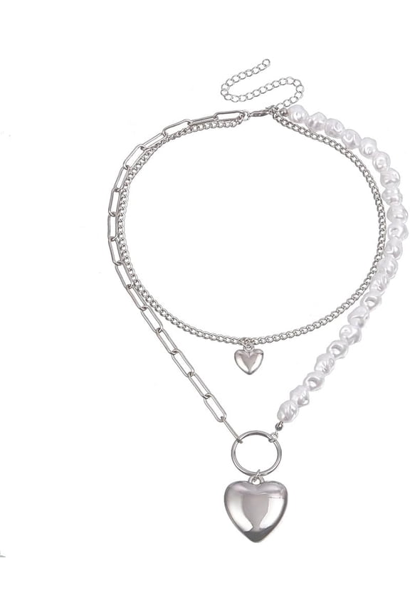 Chunk Puffy Heart Choker Necklace Gold Love Heart Pendant Necklace for Women OT Buckle Big Peach Heart Necklace Exaggerated Thick Chain Necklace Y2K Hip Hop Jewelry