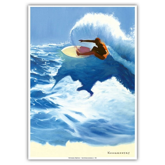 Chunks - Surfer On Wave - Original Surf Art by Wade Koniakowsky - Master Art Print 10in x 14in