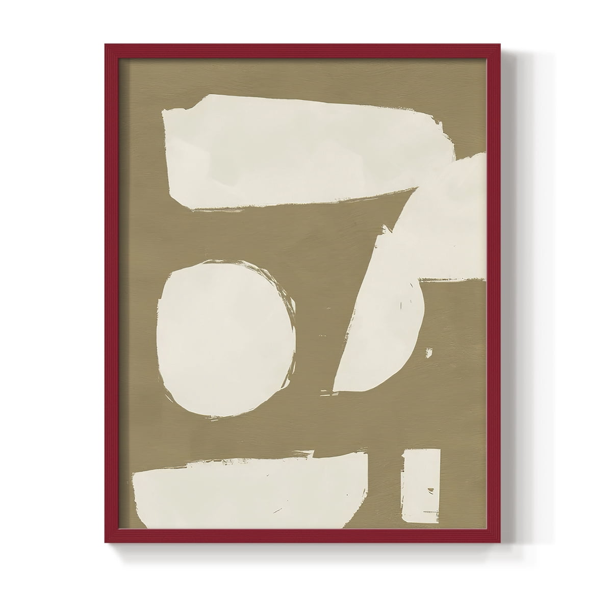 Chunky Abstract I Framed Print in Red Solid Wood Framed Print No Nail Hanging