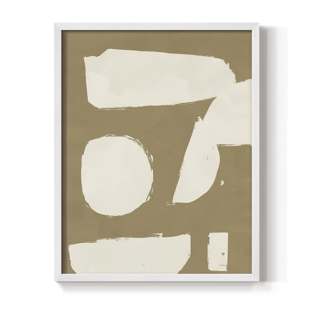 Chunky Abstract I Framed Print in White Solid Wood Framed Print No Nail Hanging