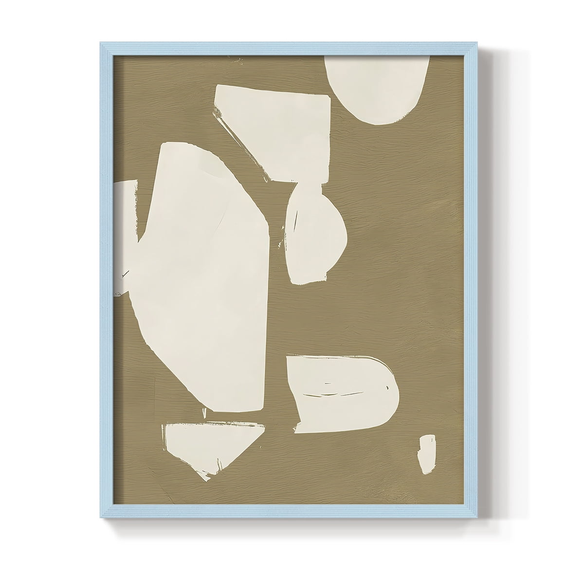 Chunky Abstract II Framed Print in Blue Solid Wood Framed Print No Nail Hanging