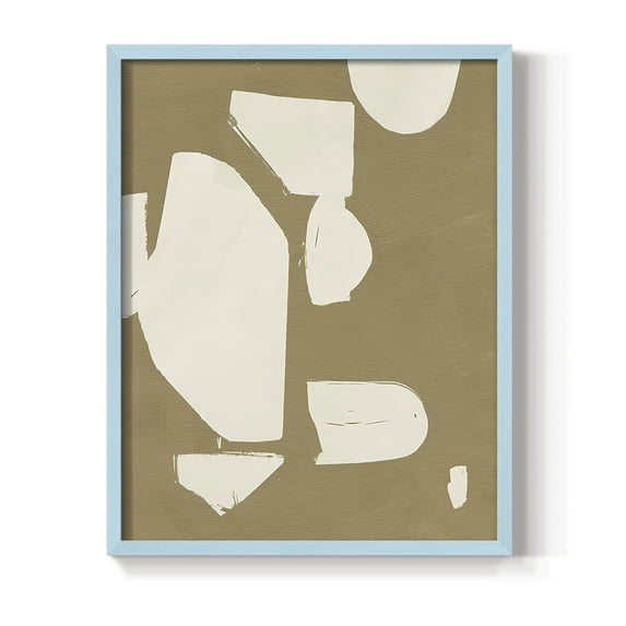 Chunky Abstract II Framed Print in Blue Solid Wood Framed Print No Nail Hanging