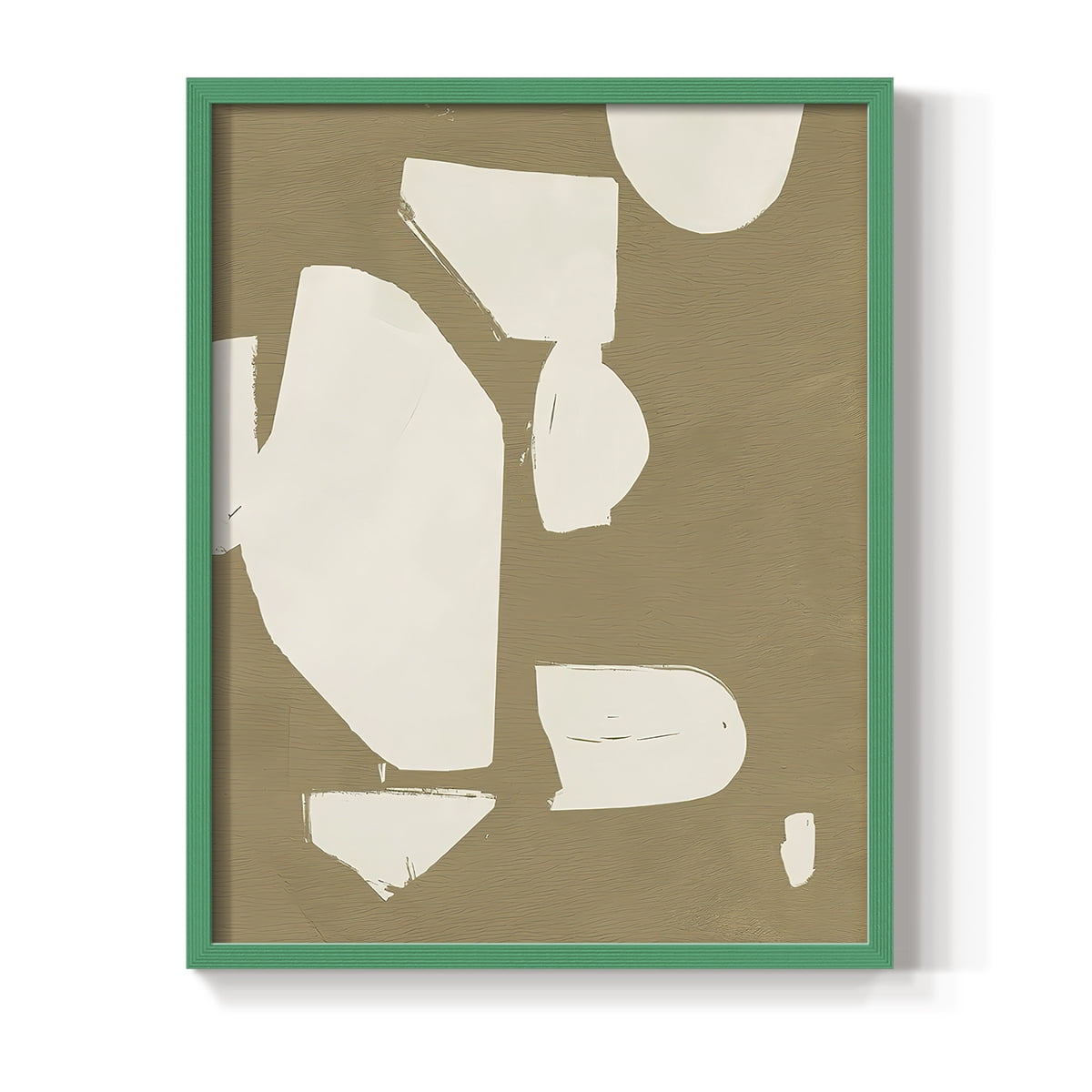 Chunky Abstract II Framed Print in Green Solid Wood Framed Print No Nail Hanging