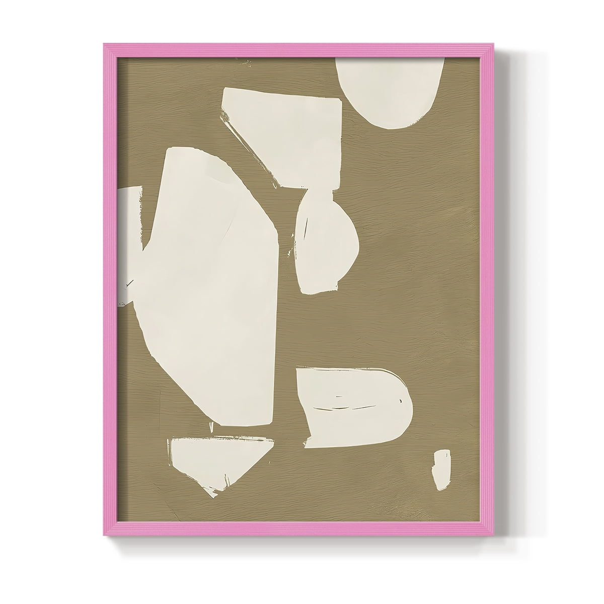 Chunky Abstract II Framed Print in Pink Solid Wood Framed Print No Nail Hanging