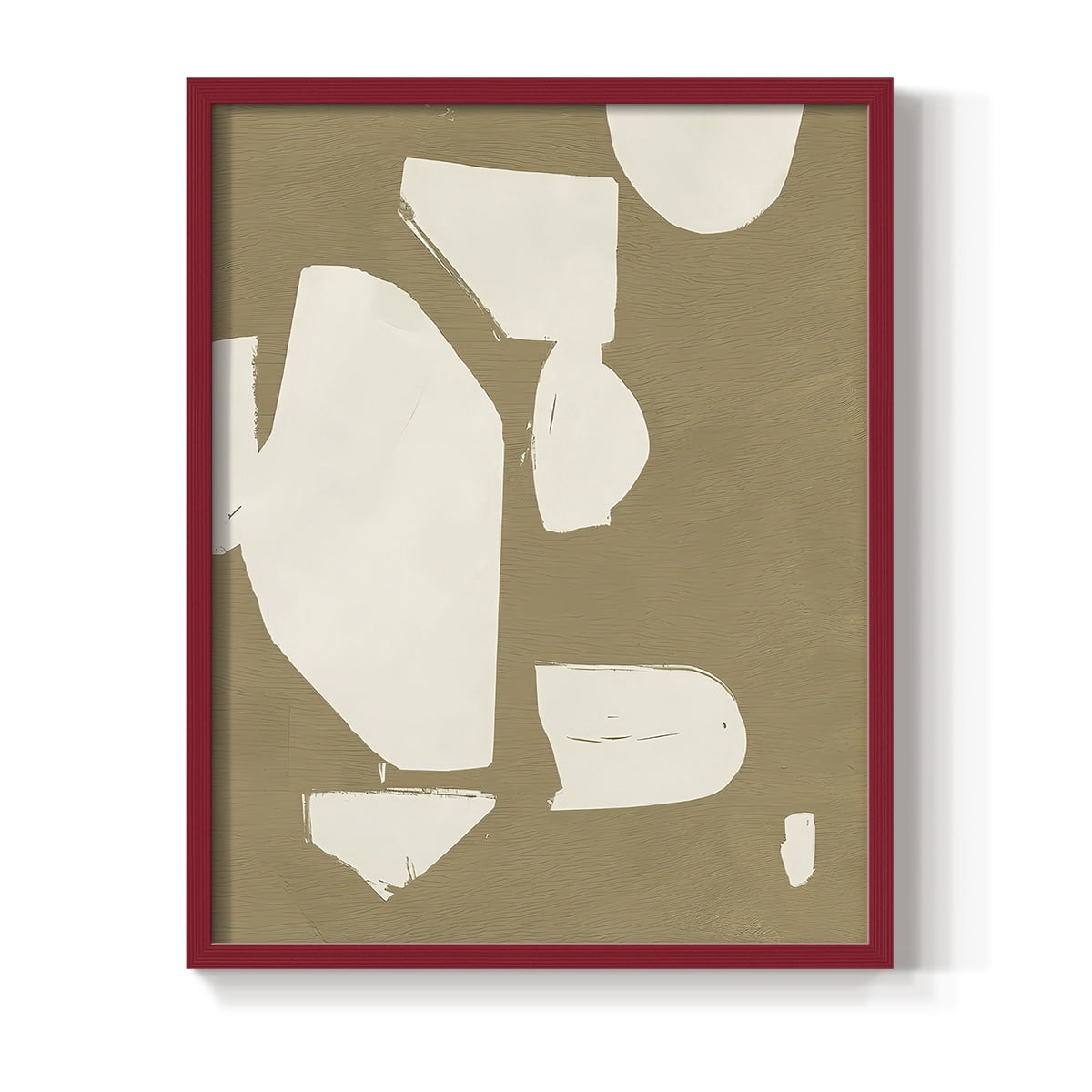 Chunky Abstract II Framed Print in Red Solid Wood Framed Print No Nail Hanging