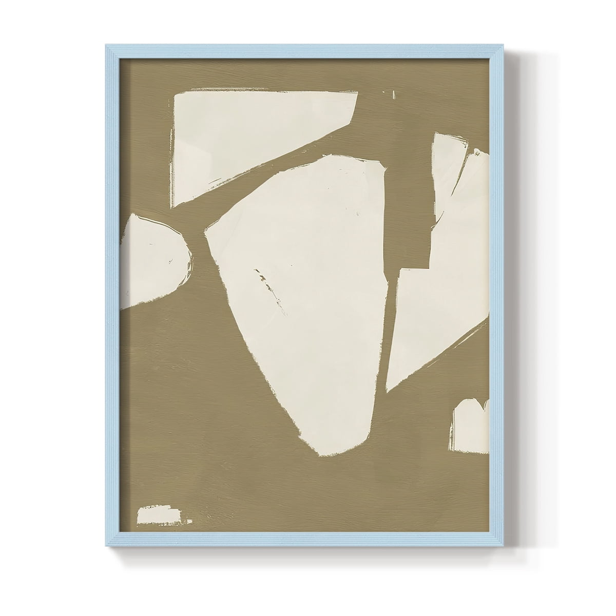 Chunky Abstract III Framed Print in Blue Solid Wood Framed Print No Nail Hanging