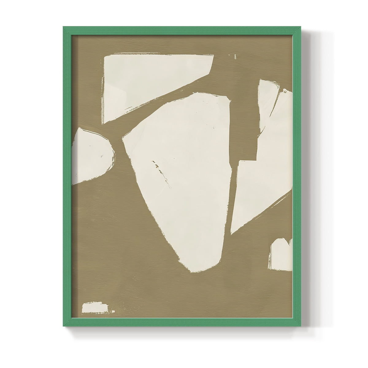 Chunky Abstract III Framed Print in Green Solid Wood Framed Print No Nail Hanging