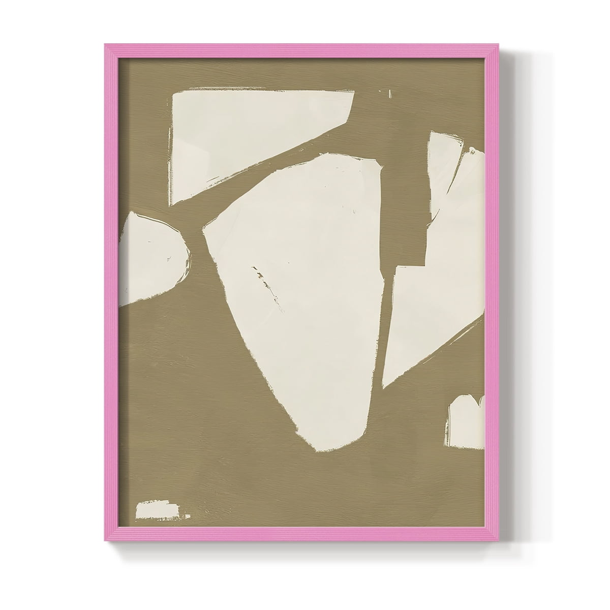 Chunky Abstract III Framed Print in Pink Solid Wood Framed Print No Nail Hanging