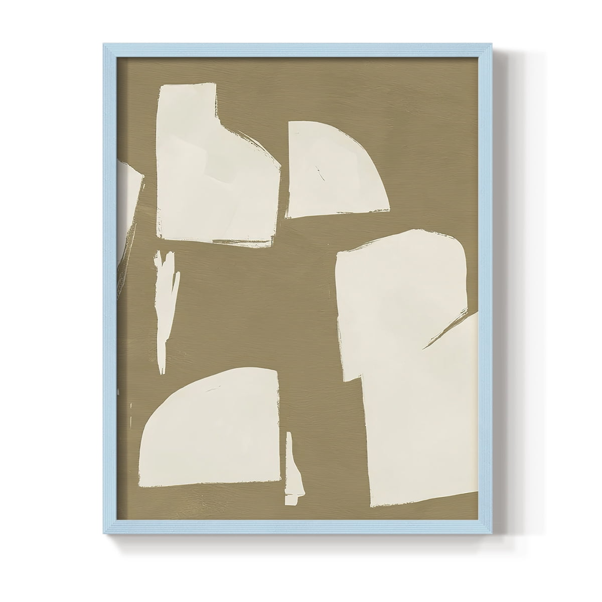 Chunky Abstract IV Framed Print in Blue Solid Wood Framed Print No Nail Hanging